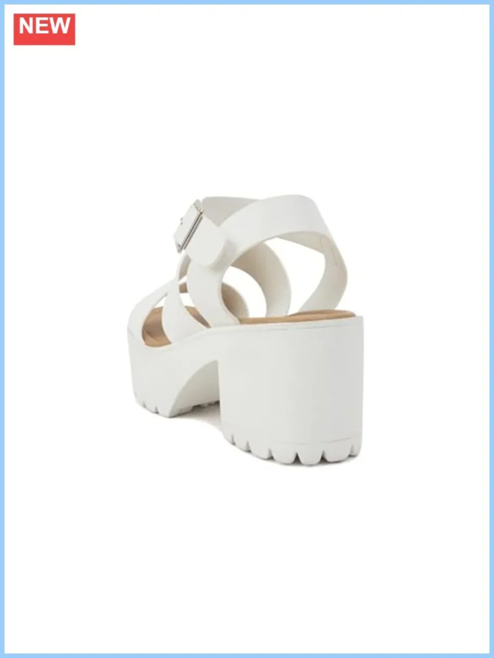 Open Toe Lug Sole Block Heel Sandals with Ankle Strap
